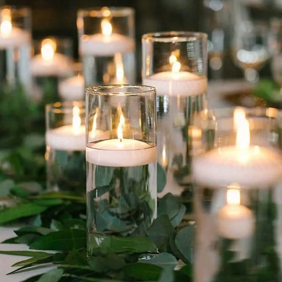 Floating Water Candles Set 10pcs, Candle Pack, 5x2.3cm, Decorative Wedding Party Decor, Romantic Dinner, Holiday Celebration, Religious Ritual, Relaxation, Home Hotel Decoration