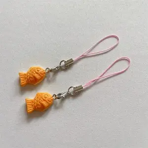 Cute Korean Fish Shaped Red Bean Pastry Snack Phone Charm Keychain Phone Chain