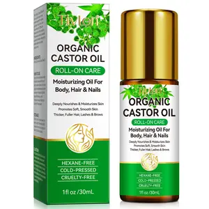 Tivlon Organic Castor Oil Roll-On (30ml) 1 box, a powerful moisturizing and massage oil for body, hair, and nails. New roller design for more precise application and ease of use. Roll On Oils