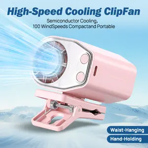 Joytutus Summervibes Portable LED Clip-On Fan — 360° Rotation, 100 Wind Speed ​​Settings, 12V USB Charging, 1800mAh Battery. Ideal for Strollers, Outdoors, Cars, Kitchens, and Various Other Settings — The Ultimate Summer Gift.