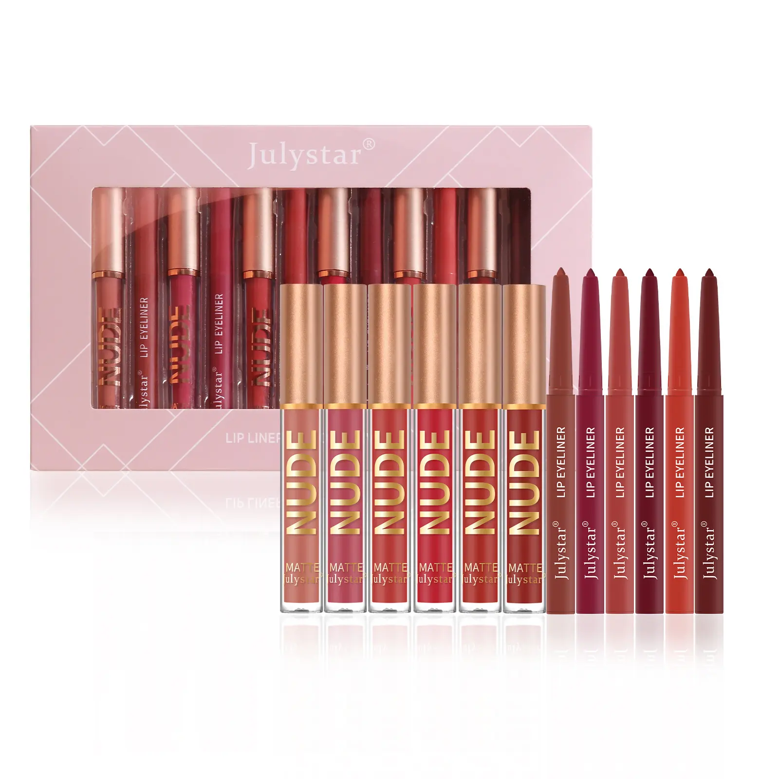 Julystar Makeup Hot Sale No Stain on Cup Lipstick Pen Waterproof and Durable Matte Lip Gloss Lip Liner Cosmetic Glossy Lip Care