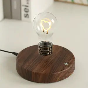 Magnetic Levitating Heart Bulb Lamp, Floating LED Night Light with Warm Glow, Wooden Base, Perfect Romantic Desk Decor & Unique Tech Gift for Valentine’s Day
