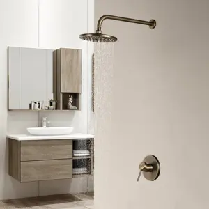 Brewst Round Rain Showerhead Only Wall Mount Shower System In Antique Brass Solid Brass