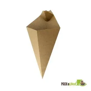 Packnwood  Kraft Paper Cone with Built-In Sauce Cup - 7.7 in.