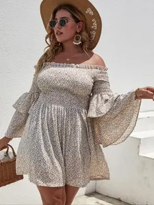 Plus Size Women's Dress, Casual Fashionable Design, Print, Long Sleeves, Comfortable Fit, Perfect for Everyday Wear & Special Occasions