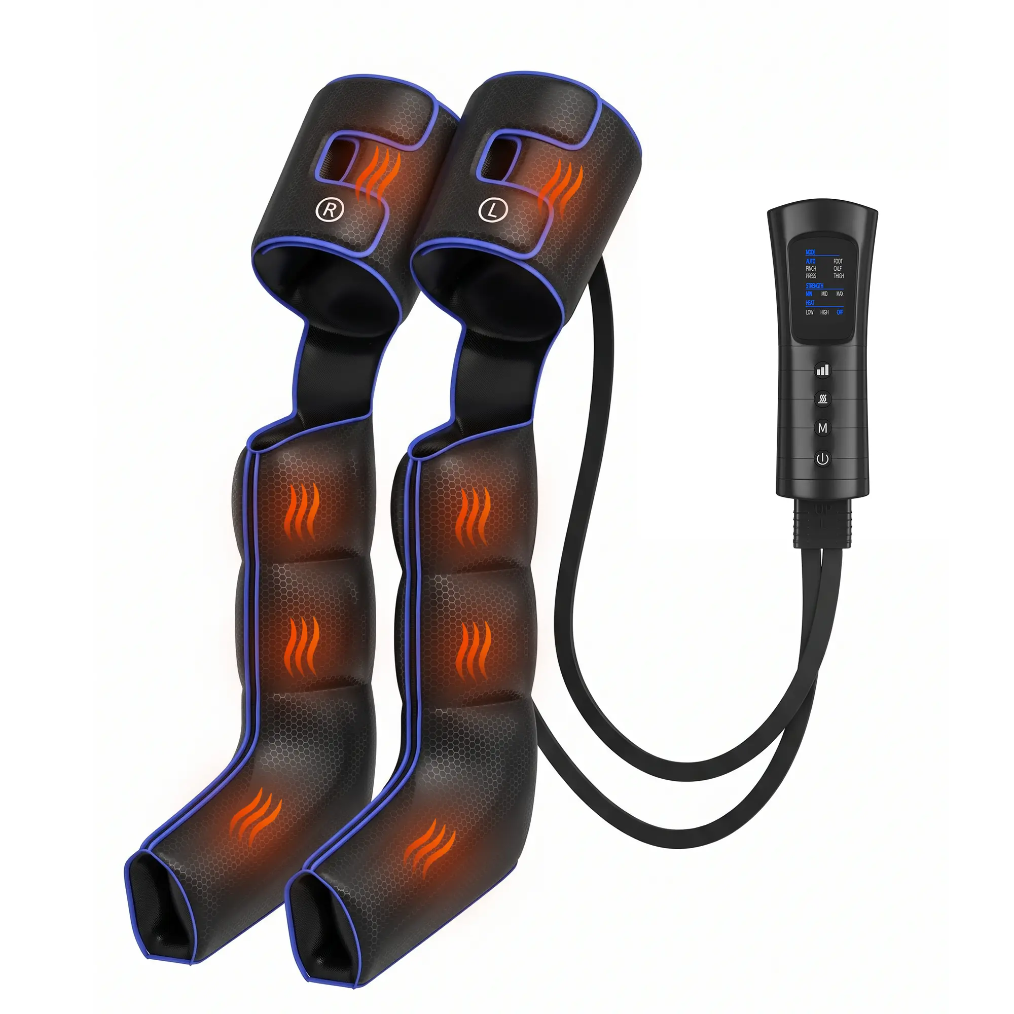 MANASTIN Air Compression Leg Massager for Foot, Calf & Thigh, 6 Massage Modes, 3 Pressure Levels, Timer & Optional 3-Zone Heating