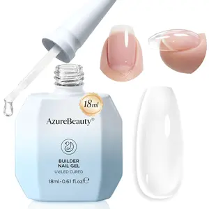 AzureBeauty Clear Builder Gel for Nails 18ml 7-in-1 UV LED Strengthener | Self-leveling texture, beginner friendly; multi-use for apex, extension, overlay, rhinestones; Base & top coat required