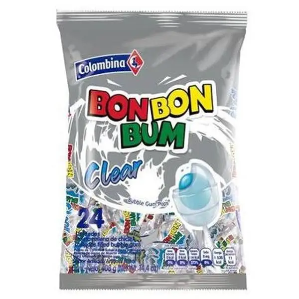 Bon bon bum Colombina CLEAR - 24PK Candy Sweet Fruit Sugar Fruity Chewy