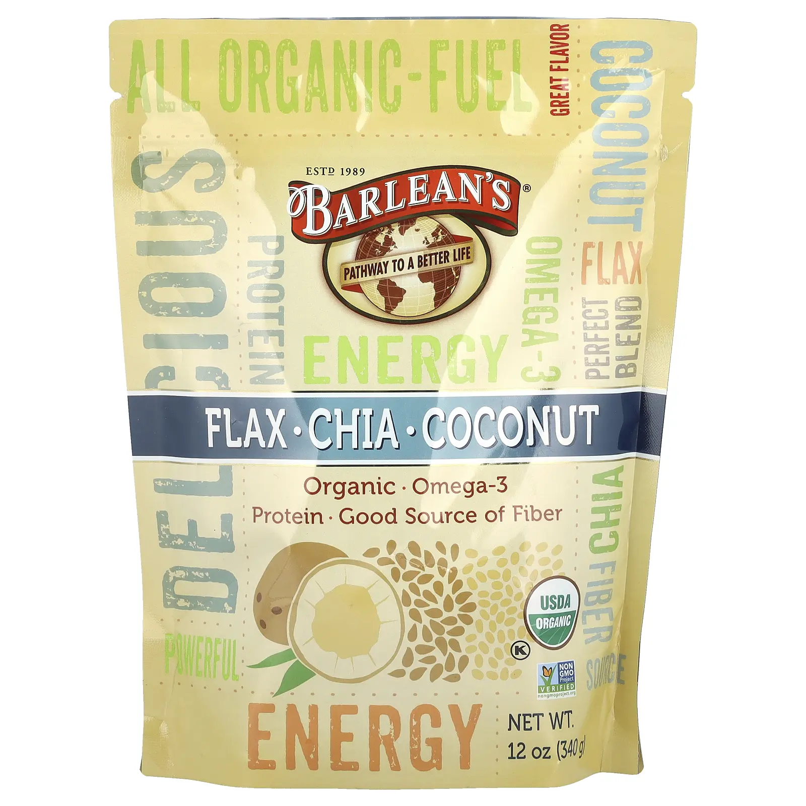 Barlean's Flax-Chia-Coconut Blend, 12 oz (340 g)