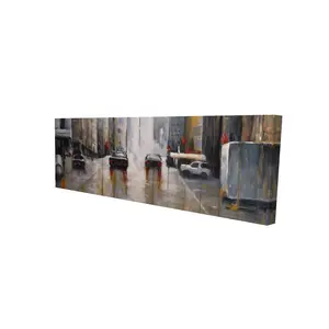 212 MAIN High-Def Artistic Cars Rain Scene Cityscape Wall Photo Print, 16x48 in, Brown Bedroom Home Decor Decoration Landscape Artwork