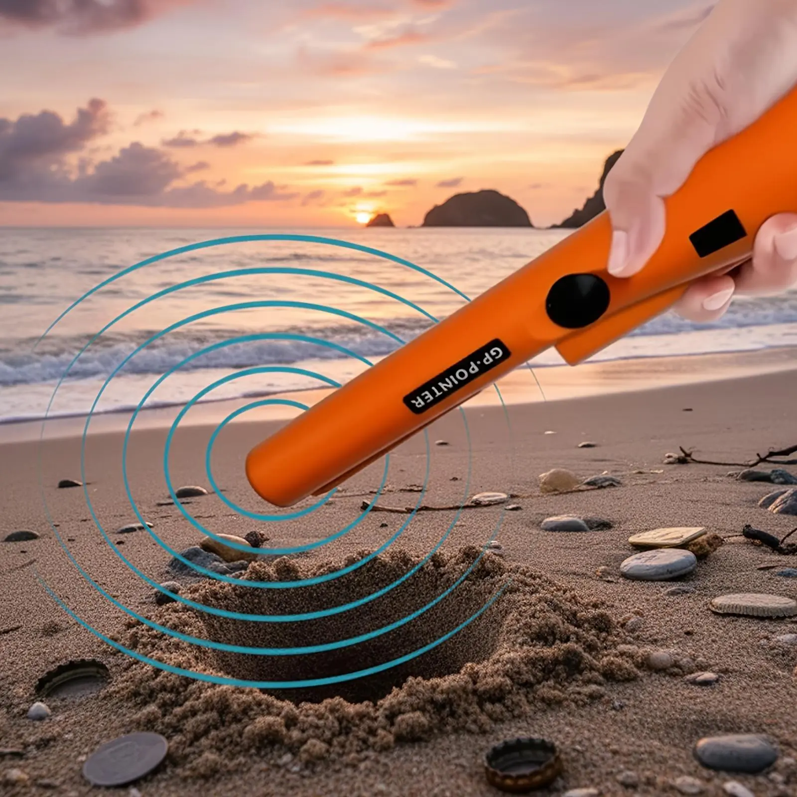 Professional Waterproof Metal Detector Pinpointer - 360° Scan, High Sensitivity, Handheld Grip, Adult-Use Wand Probe for Beach Search & Outdoor Terrain