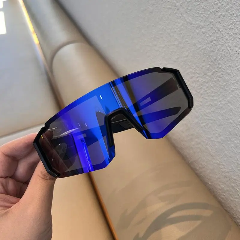 Black frame with blue lenses