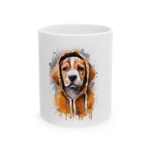 Cute Beagle Dog Ceramic Mug, Coffee Lover Gift, Pet Owner Present, Dog Lover Mug, 11oz, 15oz
