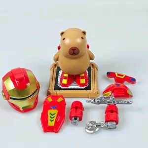 Cute Dual-Form Steel Capybara Magnet Machine, Soft Hamster Transform High-Energy Battle Armor, Detachable Helmet Chest Plate Limbs, Articulated Figures, Action Figure