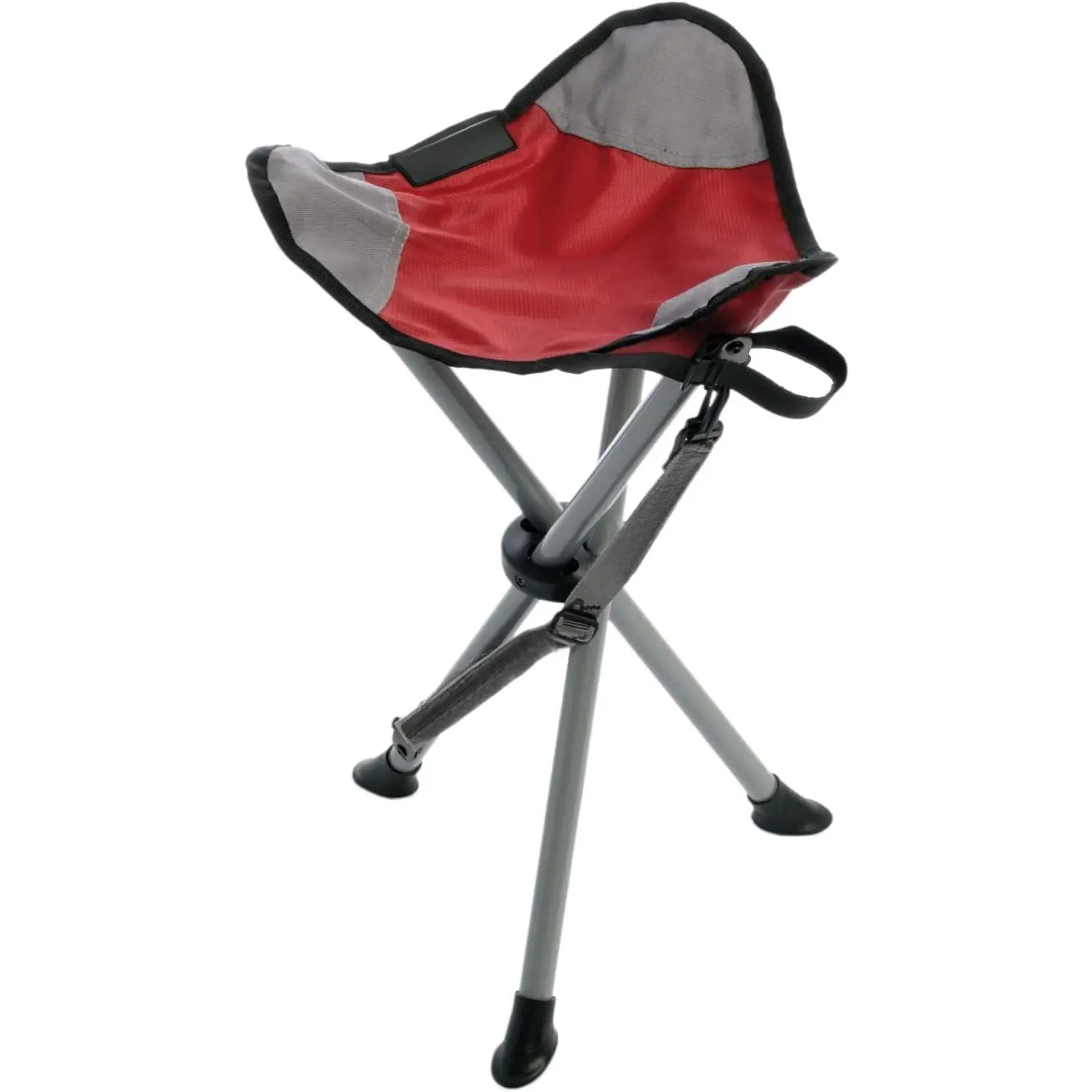 Travel Chair  Tripod Chair for Camping, Lightweight Chair, Adjustable Carry Strap for Easy Transport |   Oversized Duck Feet for Improved Stability |   Perfect for Outdoor Adventures (Red)