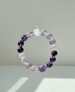 Amethyst & Clear Quartz Bracelet | Deep Purple Healing Energy & Intuition Booster