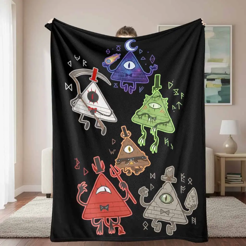 Mystical Triangle Character Flannel Blanket Mysterious Eye Pyramid Aesthetic Pattern Ultra Soft Lightweight Cozy Throw Perfect For Bed Sofa Couch Living Room Camping Travel Movie Night Birthday Gift Choice Home Decor