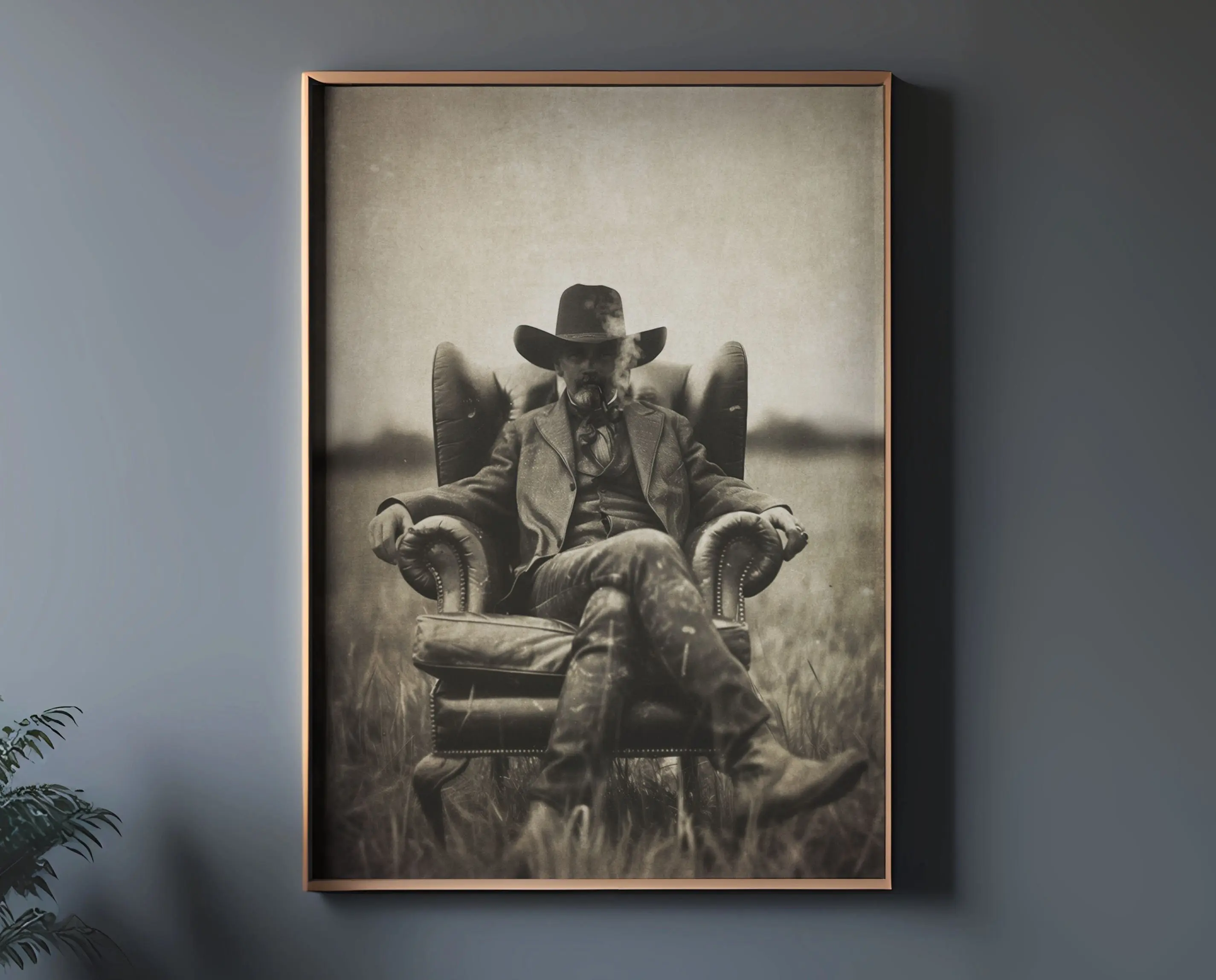 Texas Outlaw Vintage Art Print - Wild West Cowboy Scene Wall Decor, Box Packaged Poster with Wood Frame, Artistic