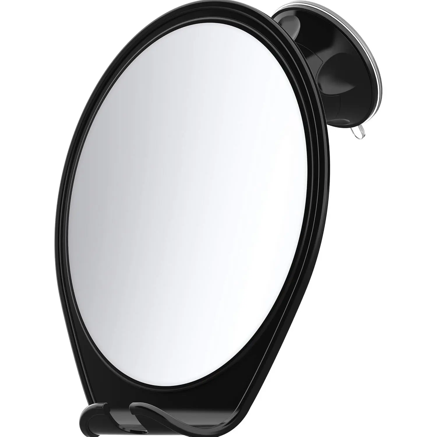 Fogless Shower Mirror with Suction Mount & Swivel – Anti-Fog Acrylic Bathroom Mirror for Shaving – Built-in Razor Holder, Easy Install, Home Shower Accessory (Black)