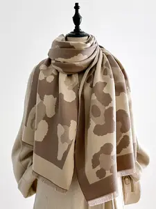 Women's Elegant Leopard Print Scarf, Soft Woven Fabric, Fitted Design, Warm Fall & Winter Accessory, Soft Warm Shawl, Perfect Holiday Gift