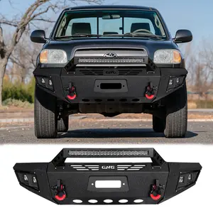 TIOYAR Steel Front Bumper Black Texture with Winch Plate LED Lights & 2 D-Rings for 2000-2006 Toyota Tundra Off-Road Performance Not fit SR5