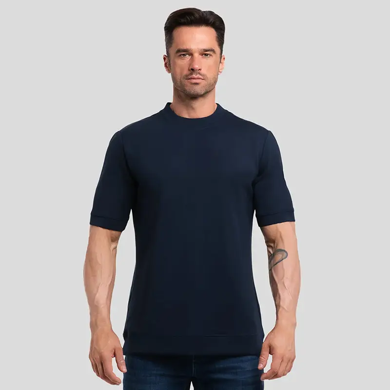 Fioboc Men's Modal Crewneck T-Shirt - Slim Fit Top for Business Casual and Sports