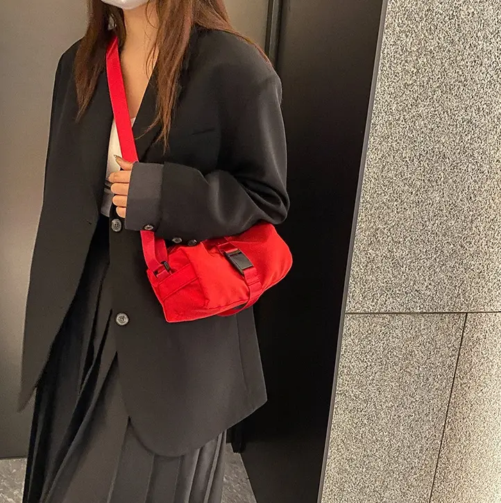 Adjustable Crossbody Bag for Women - Cylinder Shoulder Purse with Buckle Closure