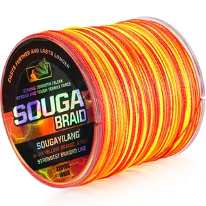Sougayilang Hi-Vis Yellow Orange & Red 4-Strand Braided PE Fishing Line 320 Yards Pro Grade Strong Durable Colorfast Sleek for Outdoor Fishing Resilient Tough Colorfastness
