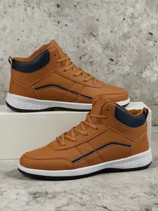 Men's Sporty Lace Up High Top Sneakers, Casual Comfortable Breathable Skate Shoes, Fashionable Sneakers for Daily Wear, Casual Athletic Sneakers, Trendy Sneakers