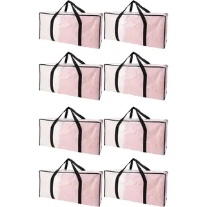 8 Pack Extra Large Packing Bags – Semi Transparent Moving Storage Totes Alternative to Boxes & Bins (Clear)