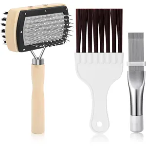 3 count Air Conditioner Condenser Fin Cleaning Brush Refrigerator Coil Cleaning Brush Supplies, Stainless Ac Coil Cleaner, Evaporator Coil Cleaner, Mini Split Cleaning Kit Fridge Cleaner Tool