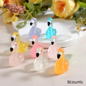 8 Piece Cute Miniature Night Glow Flamingo DIY Aquarium Decorations, Random Colors, Home & Garden Decoration Accessories, Perfect Gift Idea