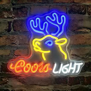 Coors Light Reindeer Acrylic Neon Light, USB Powered Dimmable, Wall Mounted, Perfect for Gaming Room, Party, Home Bar, Holiday Decor
