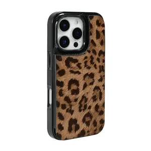 Brown Leopard Print Wallet Phone Case with Flip Card Slot and Double Magnetic Clasp, Leather Card Holder Slot, Suitable for iPhone 17/16/15/14/13/12PRO PROMAX PLUS AIR, Ideal Gift for Friends, Family, or Couples, KBPK16