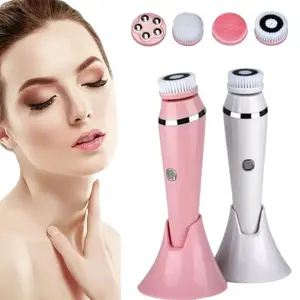 4 in 1 Electric Facial Cleansing Brush, Rechargeable Silicone Facial Cleanser, Gentle Facial Massage Brush, Facial Skin Care Tool for Women fidgettoys best gift