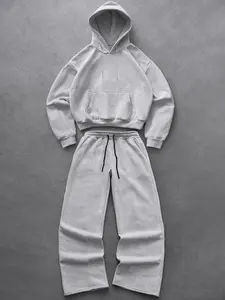 Men's Vintage American Style Hoodie Set, Light Floral Sweatshirt & Pants, Comfortable Casual Fall Winter