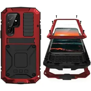 [KQ]Heavy Duty Aluminium Metal Armor Phone Case For Samsung S25 S24 S23 S22 S21 Ultra Iphone17 16 15 14promax Shockproof Cover Screen Protector