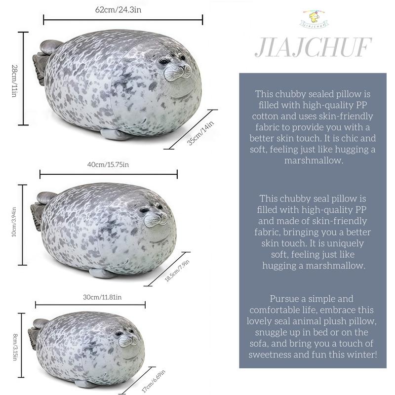 JIAJCHUF Adorable Fat Seal Plush Toy, Jiajchuf Soft Stuffed Animal Pillow, Perfect Gift for Kids & Adults, Cozy Hugging Companion, Soft Cuddly Gift
