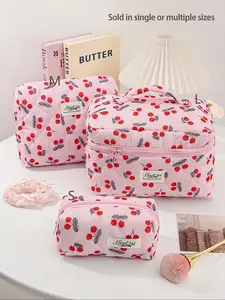 Cherry Pattern Makeup Bag Set, Large Capacity Cosmetic Storage Bag, Zipper Makeup Organizer Pouch, Portable Toiletry Bag for Travel, Travel Cosmetic Bags, Travel Beauty Bag