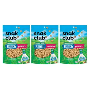 Snak Club Family Size Hidden Valley Ranch Peanuts E-Comm 11 Ounce, 3 Pack Bundle