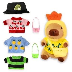 Cute Capybara Stuffed Animal with 9 Outfits, Soft Plushies Dress Up Toy for Boys Girls Birthday Christmas little Gift squishy huggable plush comfort