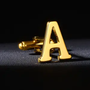 Stylish and simple 26 English letters A~ Z stainless steel clothing cufflinks