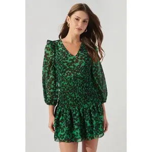 Shego Floral Smocked Drop Waist Mini Dress
