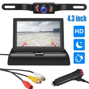 Bileeko 4.3 Inch Dual-Function Foldable Rearview Camera with LED Night Vision, Blind Spot Detection, Clear Image, Easy Installation