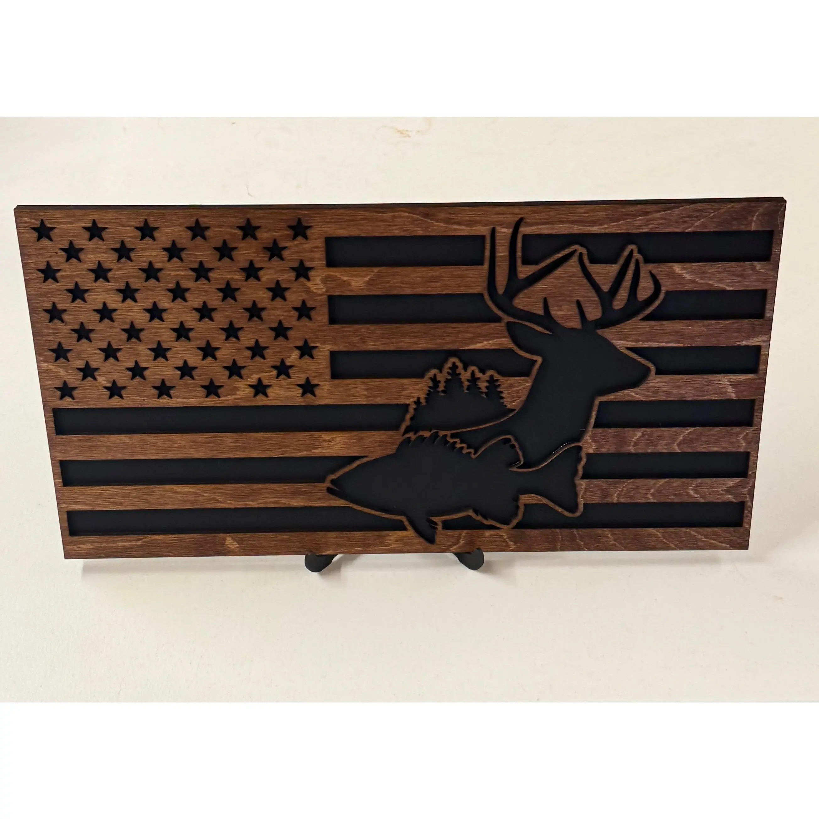 Hunting and Fishing Wooden Flag