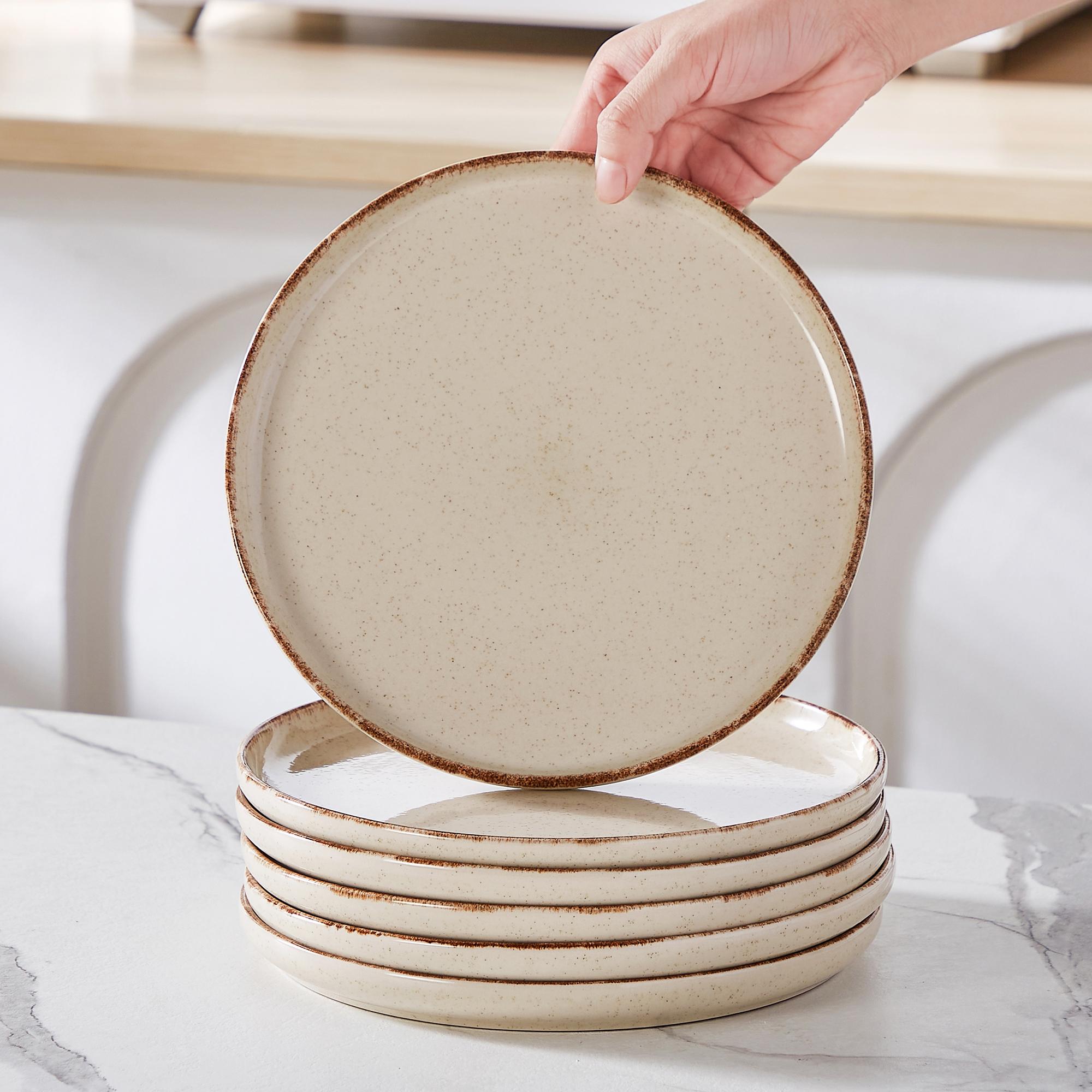 vancasso PLAYS 18/24-Piece Stoneware Dinnerware Set, Reactive Glaze Plates & Bowls Set for 6, Microwave & Dishwasher Safe