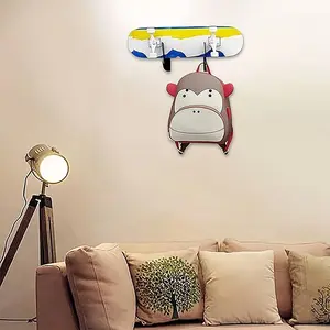 2pcs metal wall-mounted skateboard display stand, double deck storage rack with hooks, suitable for living room, skateboard rack, horizontal skateboard rack, skateboard wall rack, skateboard accessories, space-saving solutions, skateboard finishing