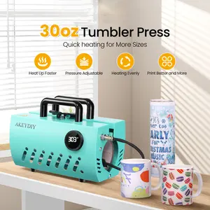 AKEYDIY-30 oz (approx. 850.5 g) Flat Bottom Mug Heat Press,Findcolor Mug Press for 11 oz (approx. 325.2 g) 16 oz (approx. 453.6 g) 20 oz (approx. 850.5 g) Straight Skinny Sublimation Glass,Mug Heat Press DIY Sublimation Non-Pouring Mug Press (Blue)