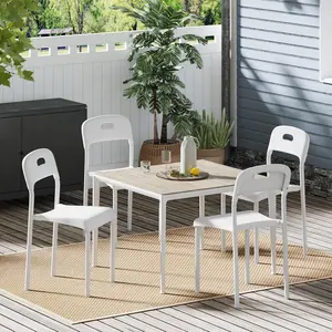 Dining Chairs Set of 4 Plastic Stackable Kitchen Chair Metal Legs Easy Assembly Ergonomic Back Waterproof and Stain-Resistant Plastic Chair for Outside Office Kitchen Living Room White