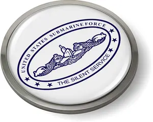[U.S. Navy Officially Licensed Product] - US Submarine Force The Silent Service 3D Domed Emblem Car Sticker Chrome Round Bezel Truck Car Decal Vinyl Waterproof Decals